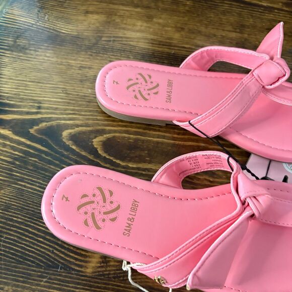 Sam & Libby Pink Tia Bow Sandals Size 7 - Picture 7 of 8